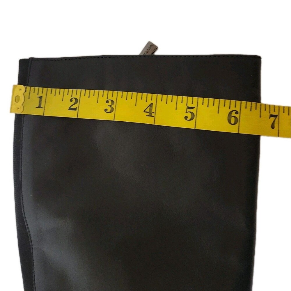 Aquatalia Black Leather Knee High Boots Stretch Back Block Heel Italy Women 8 - Picture 11 of 12